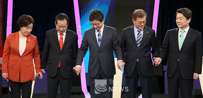 19일 KBS방송토론, 이날 토론은 미국식 스탠딩토론으로 진행됐다. <사진 홍준표 캠프>
