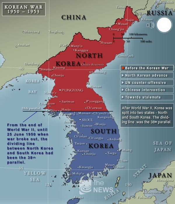 호주군의 한국전쟁 참전시 개념정리에 사용된 한반도 지도, 동해가 일본해로 표기되어 있다.