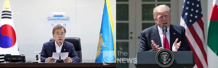 대한민국 문재인 대통령(사진 좌측)과 도널드 트럼프 미국 대통령(사진 우측)
