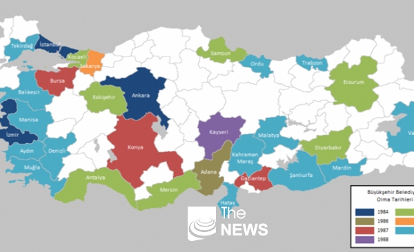 터키에서 15일 동안 봉쇄되는 31개 주 현황 지도 <사진 ORTADOGU>