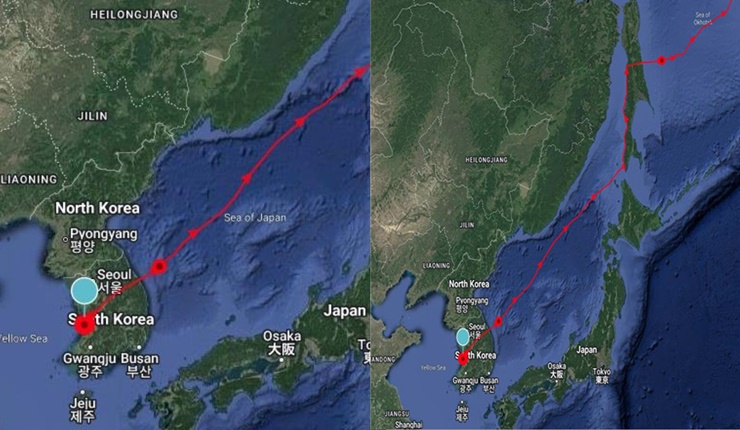 해양수산부가 처음 배포했던 보도자료에 포함된 '일본해'가 표기된 지도(사진 좌)와 '일본해'를 삭제하고 '동해' 표기도 없는 보도자료 사진(사진 우)